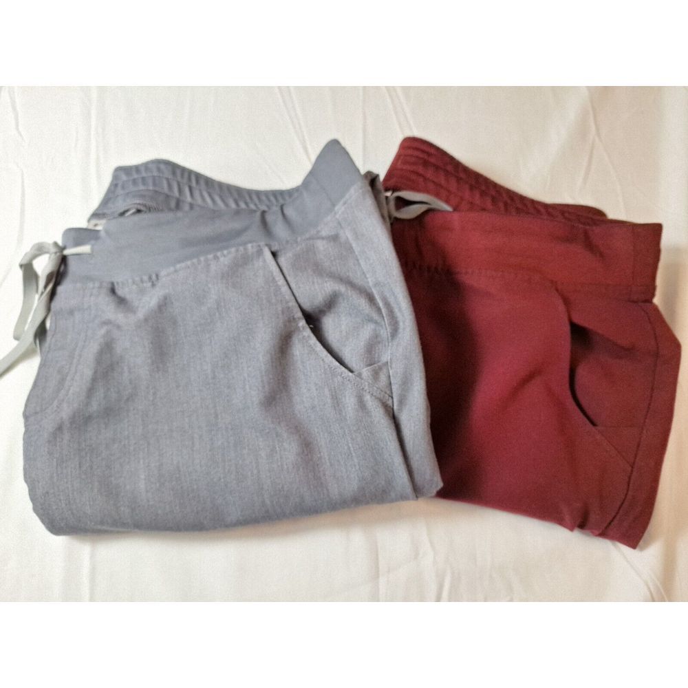 FIGS Tech Collection Zamora Scrub Pants (Lot of 2) Womens Sz XL/T Burgundy Gray